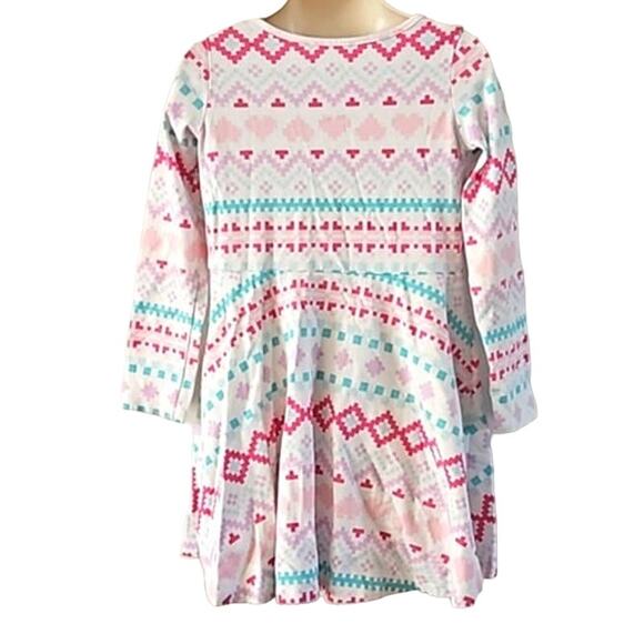 The Children's Place Girls Long Sleeve Skater Dress - Size 5T - Pink Teal White - Picture 5 of 5